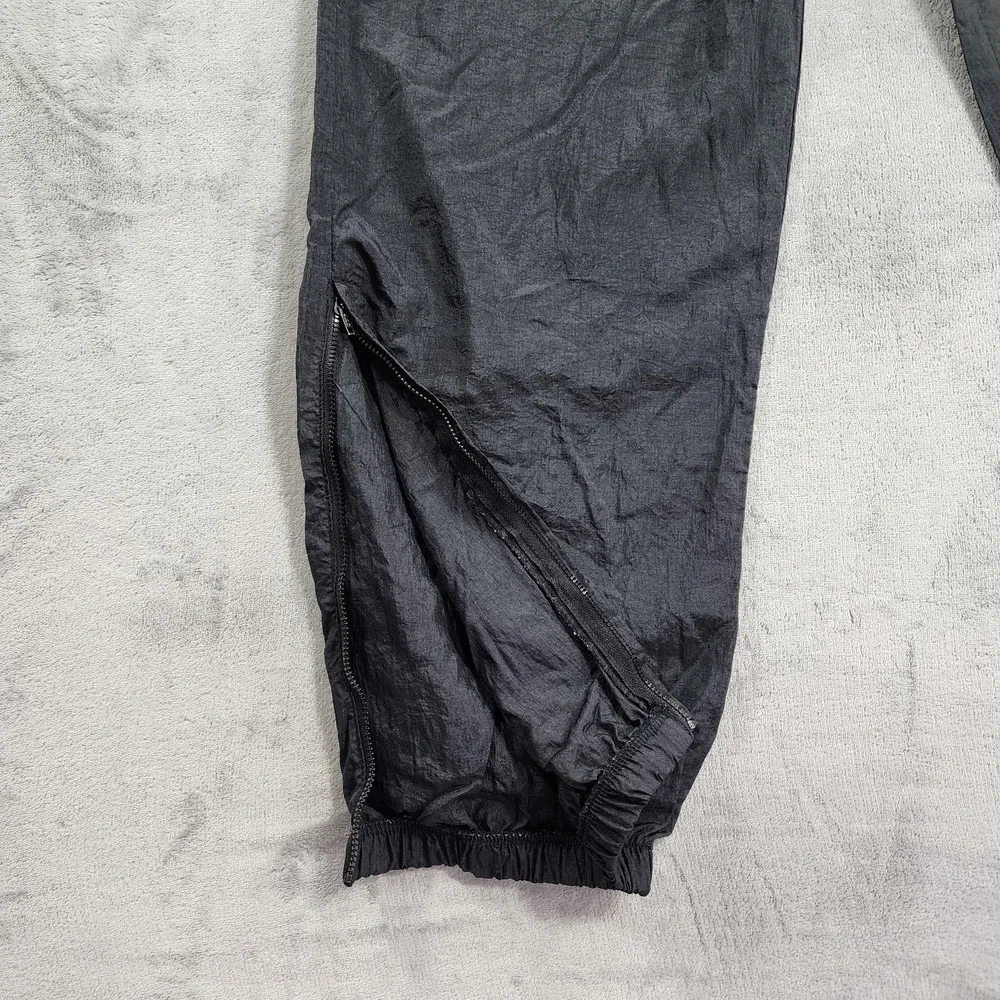 Vintage Champion Pants Mens L Black Nylon Track Jogger Zip Hem Lightweight